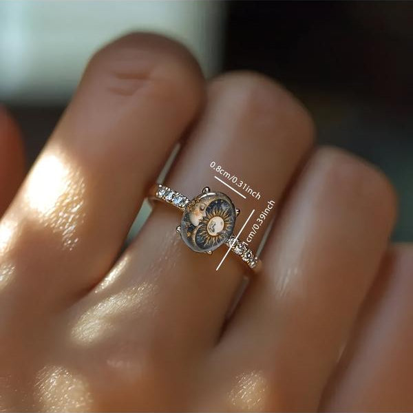 Celestial Curved Face Oval Ring