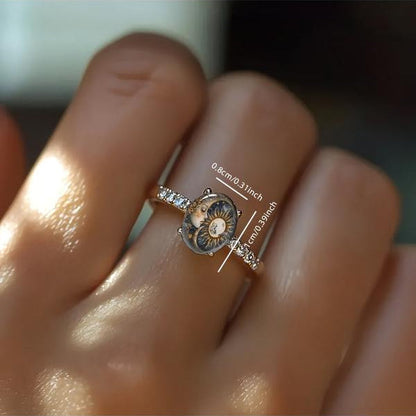 Celestial Curved Face Oval Ring