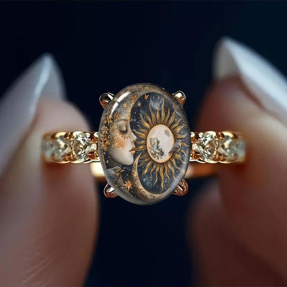 Celestial Curved Face Oval Ring
