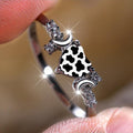 Cow Print Crescent Moon Ring