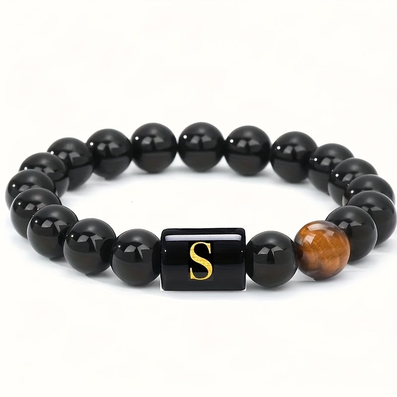 Personalized Tiger Eye Beaded Bracelet