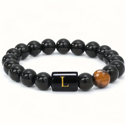 Personalized Tiger Eye Beaded Bracelet