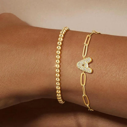 2pc Initial Bubble Bracelet Set