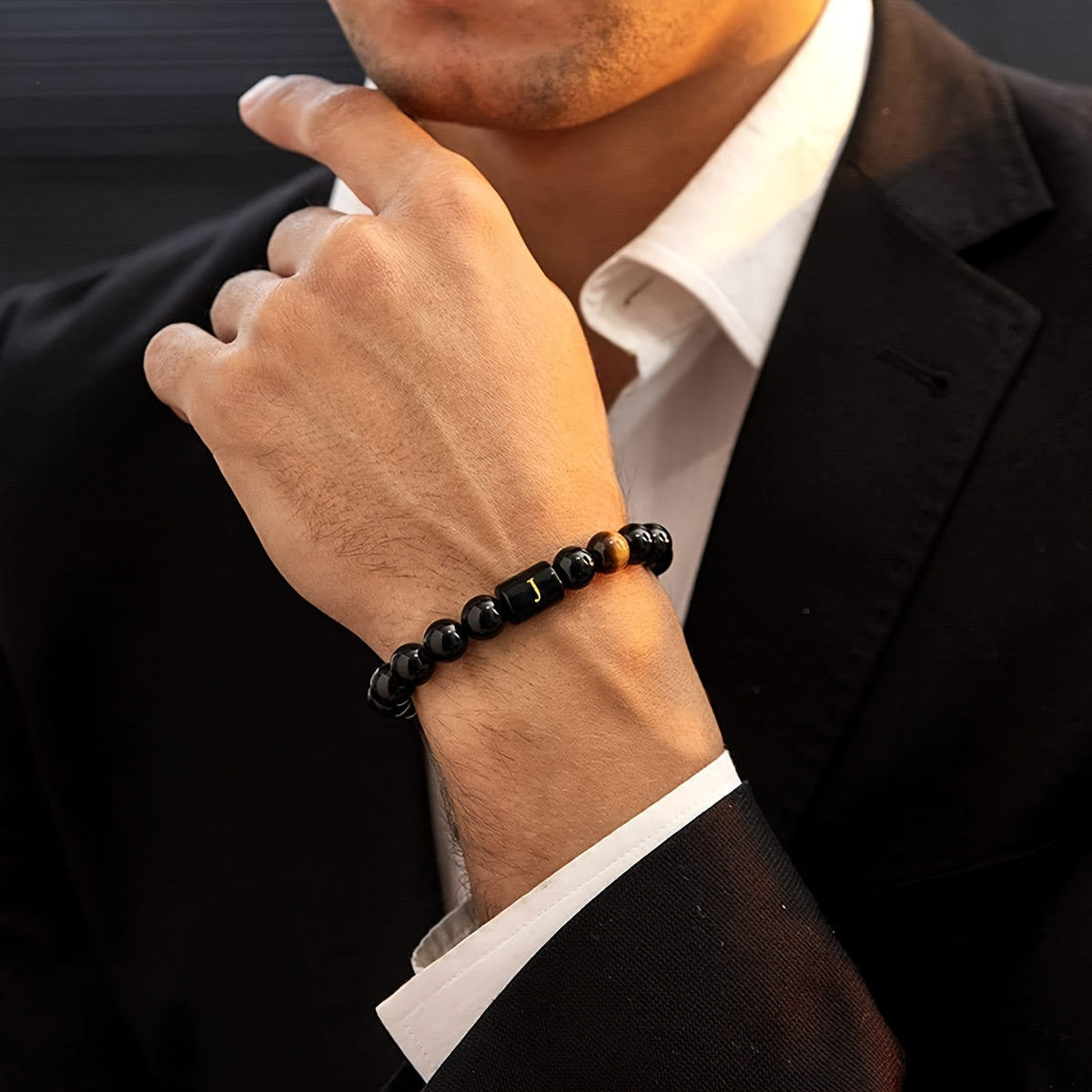Personalized Tiger Eye Beaded Bracelet