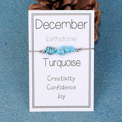 Natural Birthstone Cord Bracelet