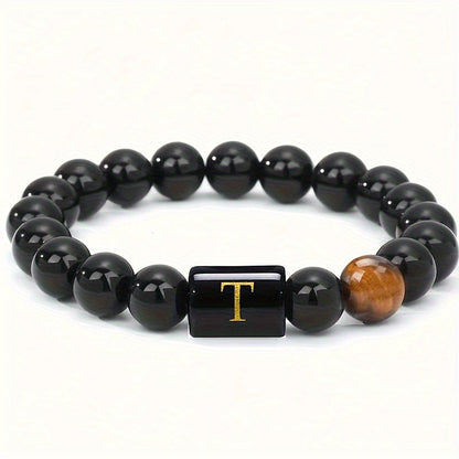 Personalized Tiger Eye Beaded Bracelet