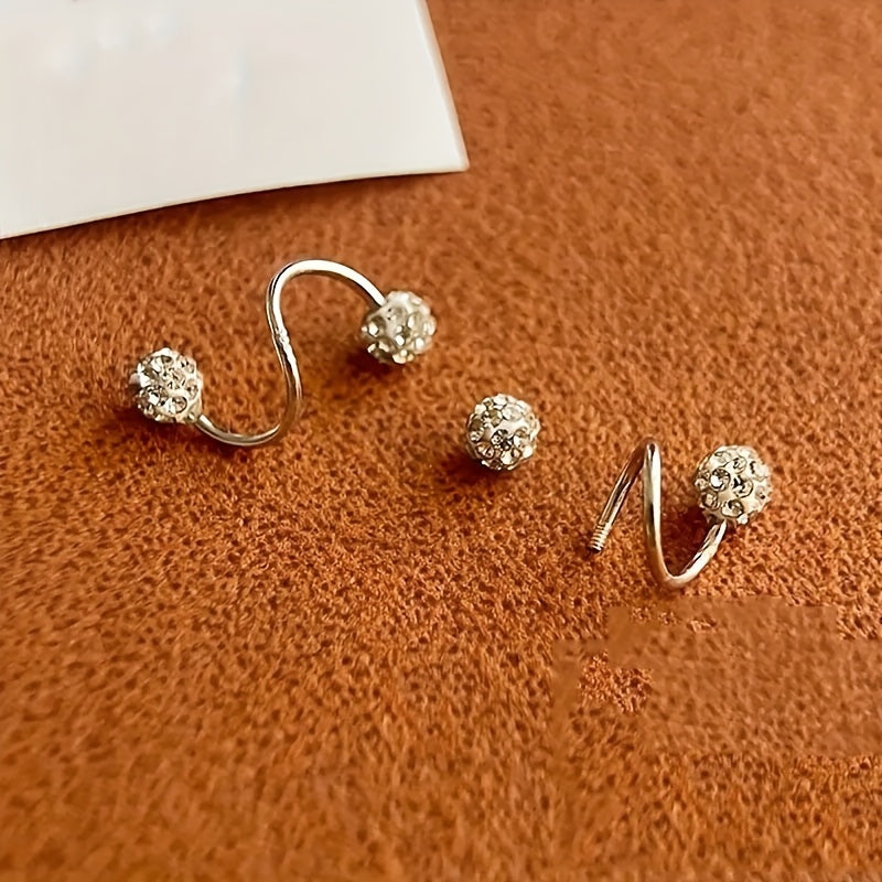 Crystal Ball Spiral Hoop Earrings