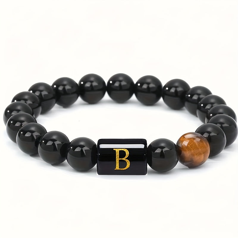 Personalized Tiger Eye Beaded Bracelet