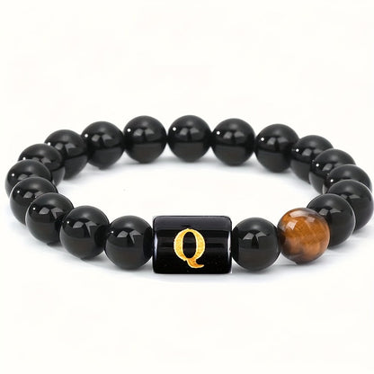 Personalized Tiger Eye Beaded Bracelet