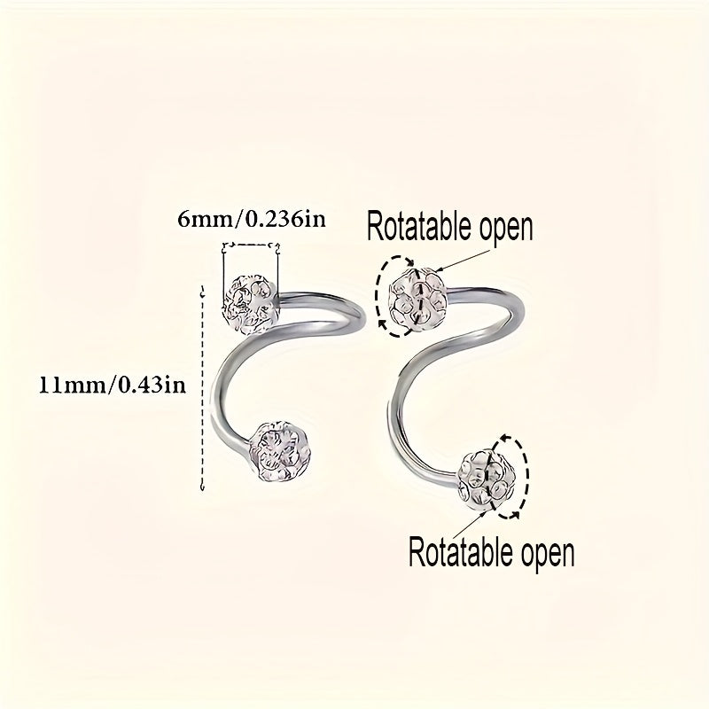 Crystal Ball Spiral Hoop Earrings