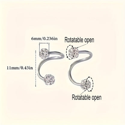 Crystal Ball Spiral Hoop Earrings