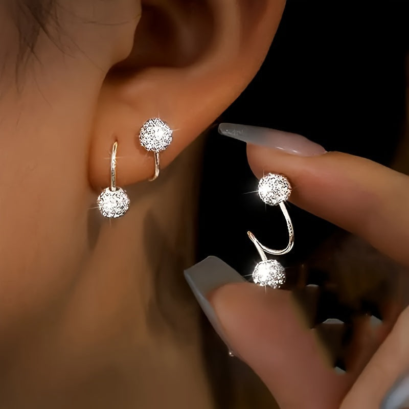 Crystal Ball Spiral Hoop Earrings