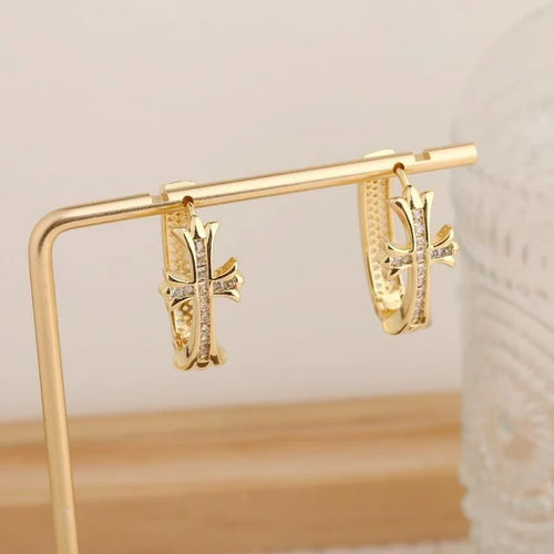 Cross Hoop Earrings