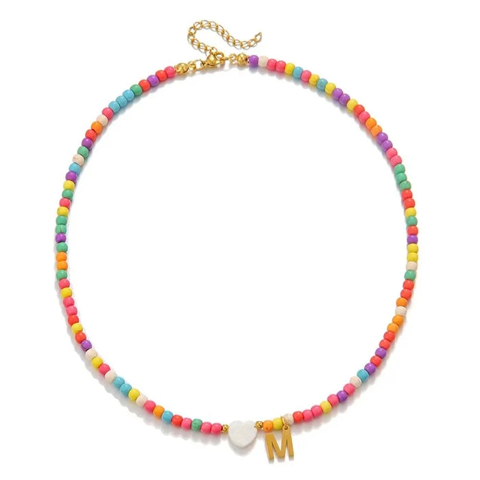 Colorful Initial Heart Necklace